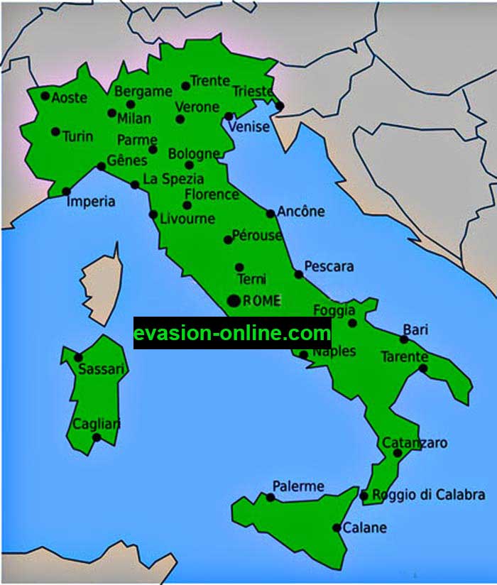 Carte des Villes principales en Italie