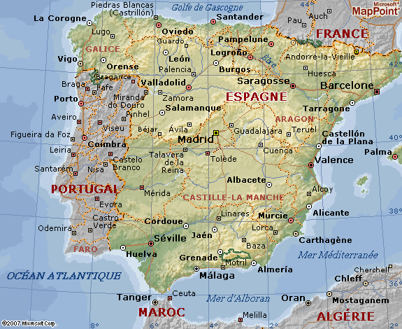 Carte Géographique -Espagne