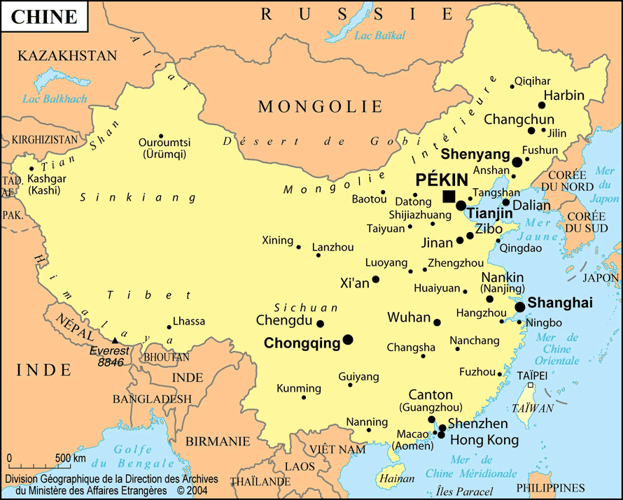 Carte géographique de Chine