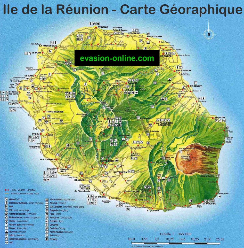 ile de La Reunion - Carte détaillée