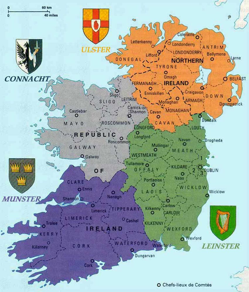 Irlande Map - Voyage au Sud Vacances au Nord