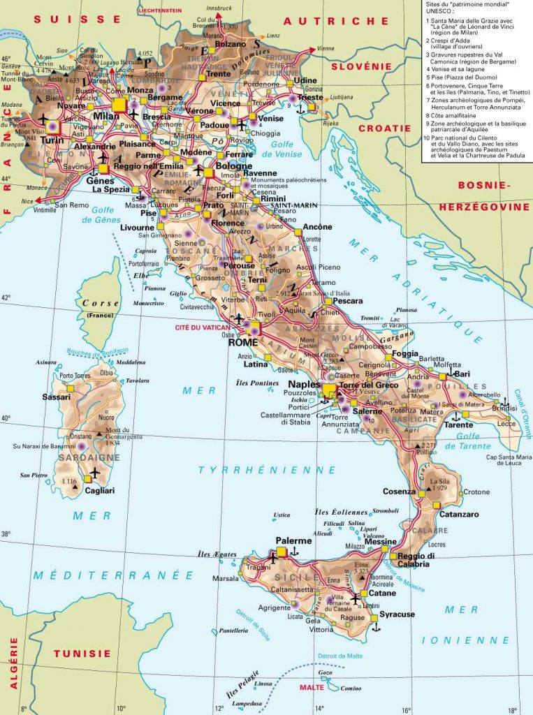 Carte Italie géoraphique