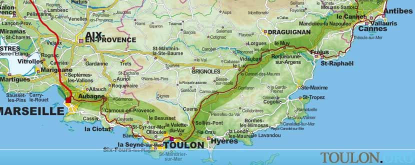 Carte du Sud de la France avec villes
