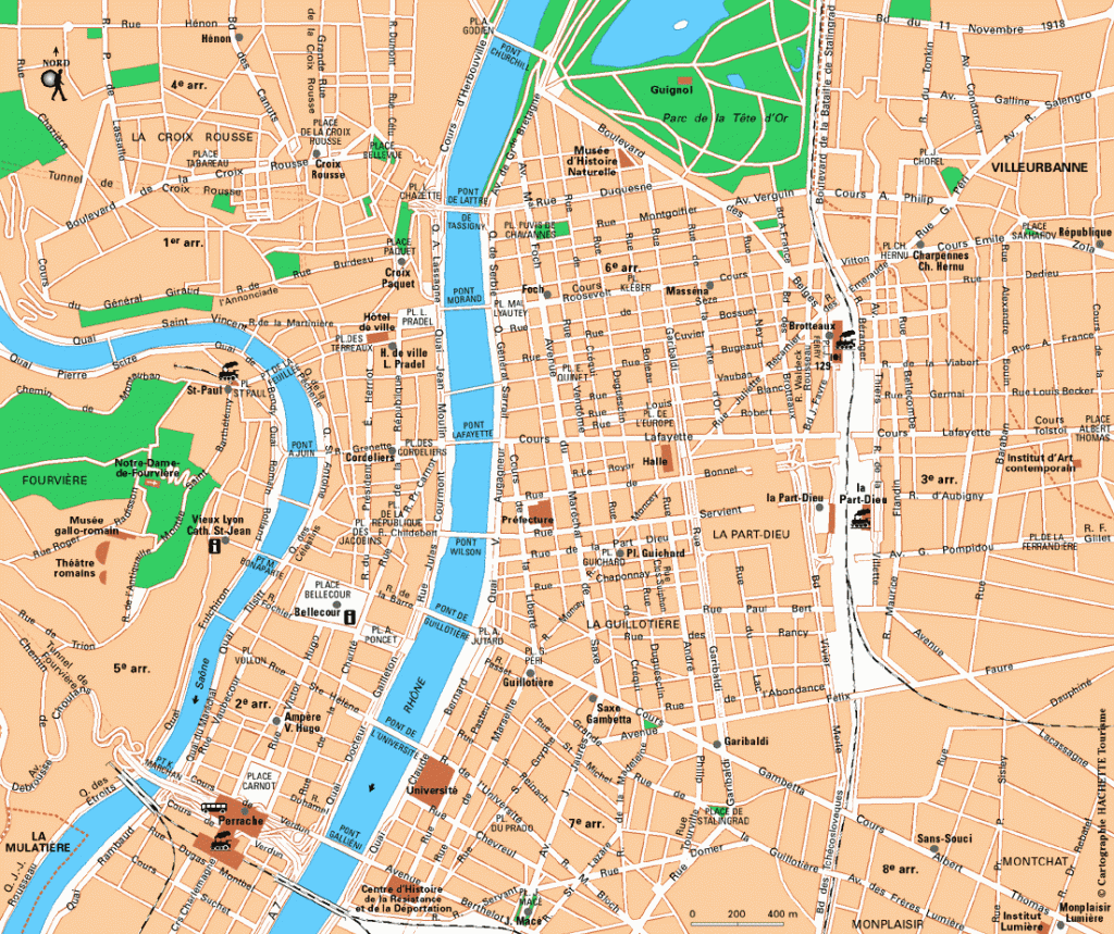 Lyon centre ville - Plan et carte détaillée
