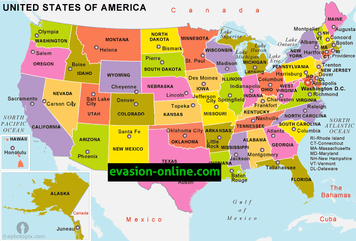 Carte des états-unis d'Amérique - Map USA