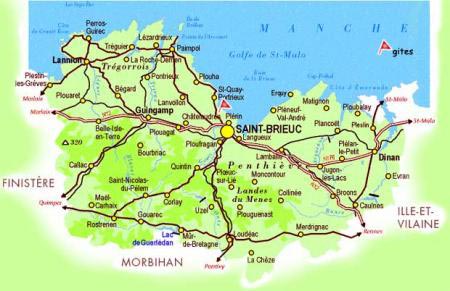 Carte itinéraire de bretagne nord