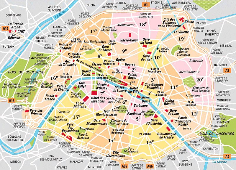 plan des rues de paris et arrondissements