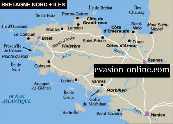 carte des îles de Bretagne