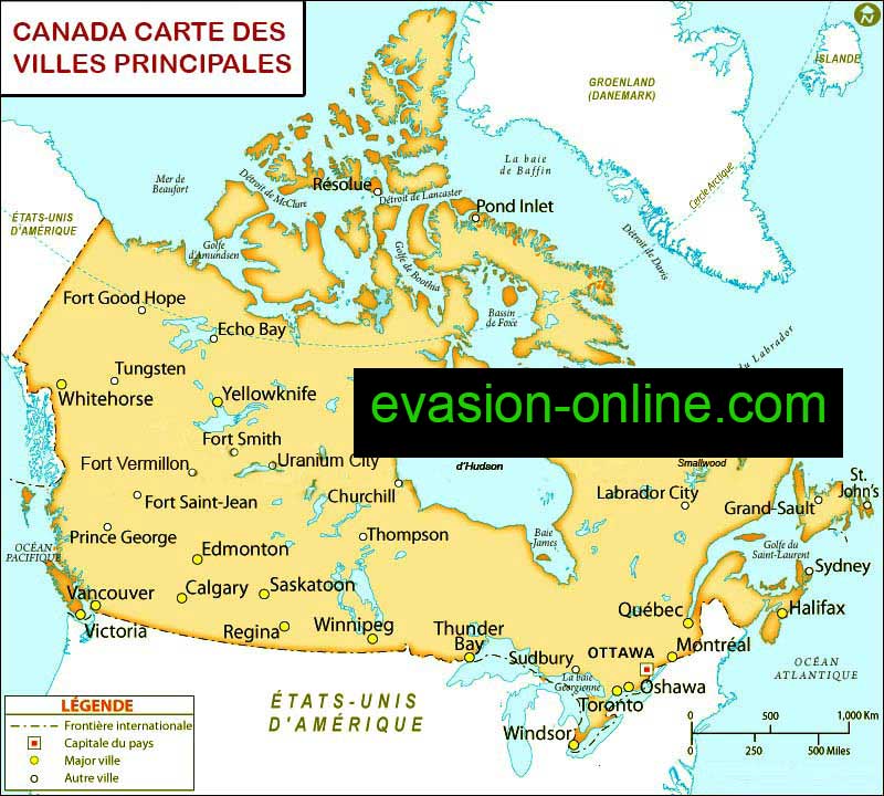 Canada - Carte des Villes