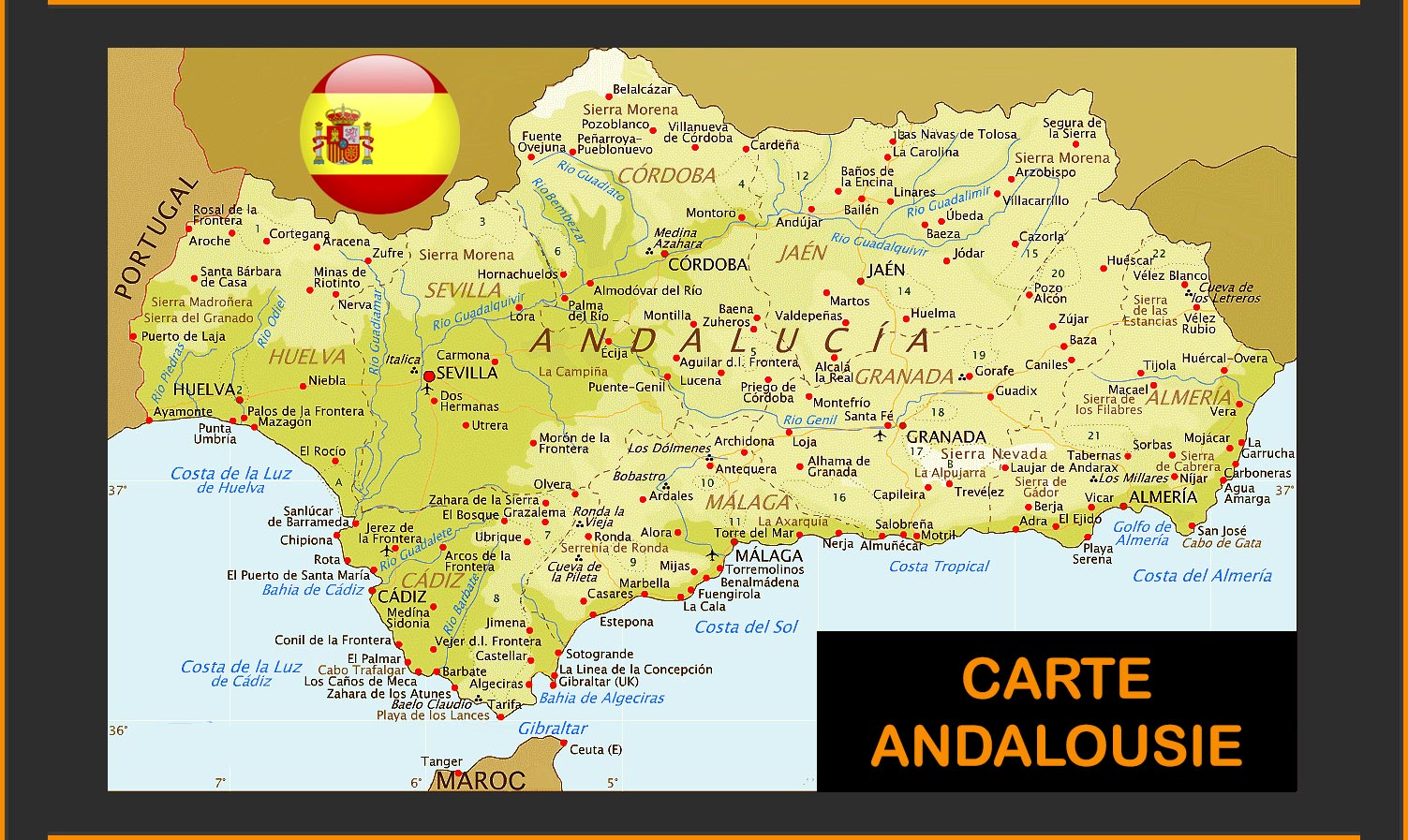 carte de l andalousie détaillée