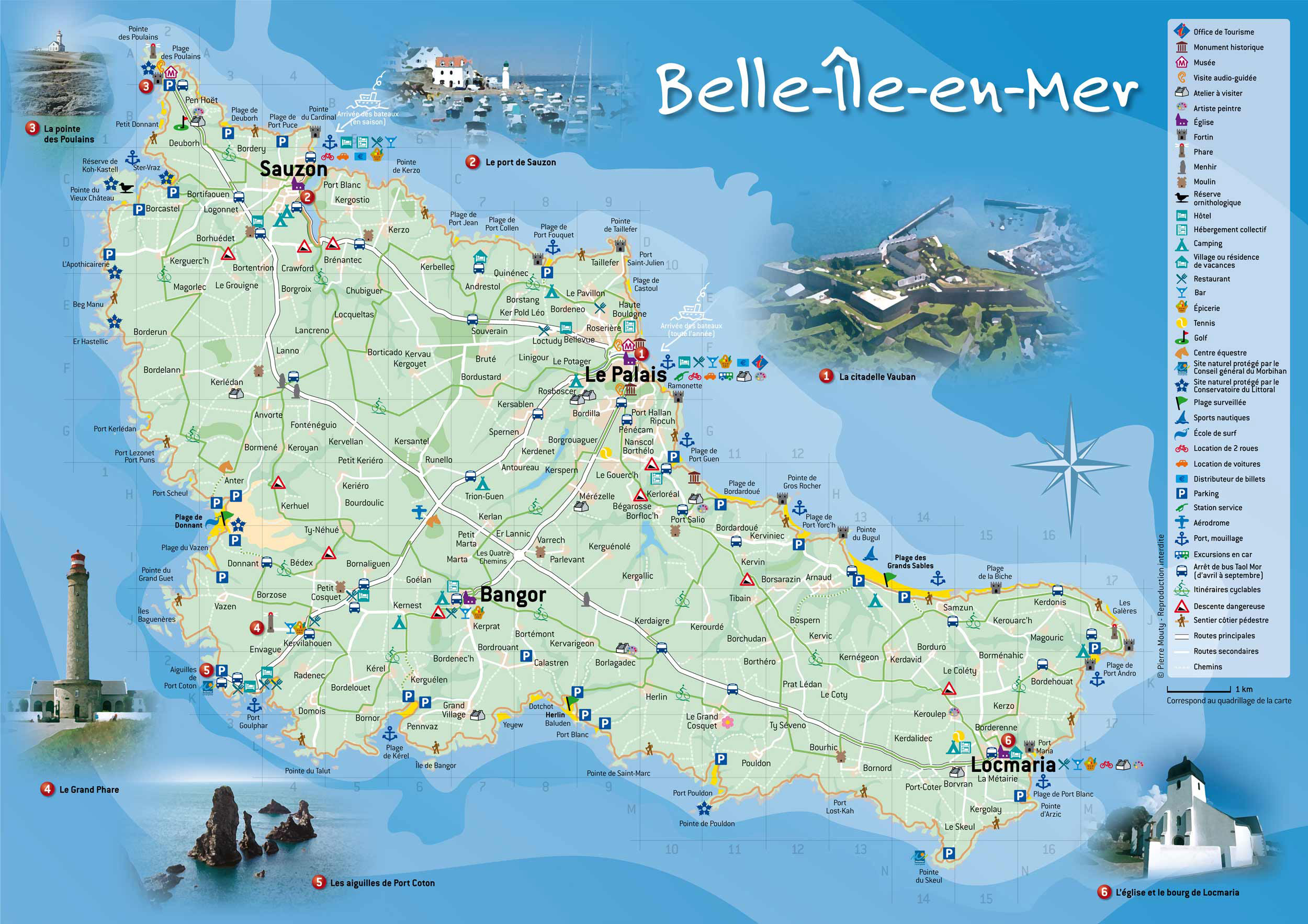 Carte belle ile en mer - département du Morbihan en Bretagne du sud