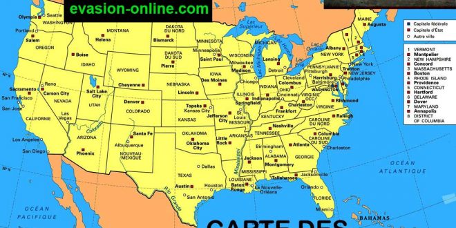 Carte Des Etats Unis D Amerique Vacances Guide Voyage