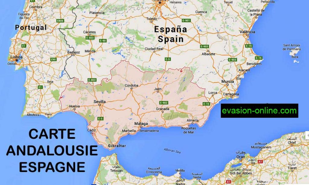 Carte Espagne sud -Andalousie - Google Map