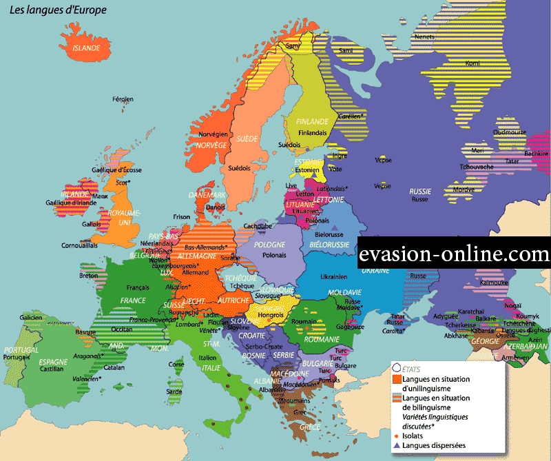 Carte des langues en Europe