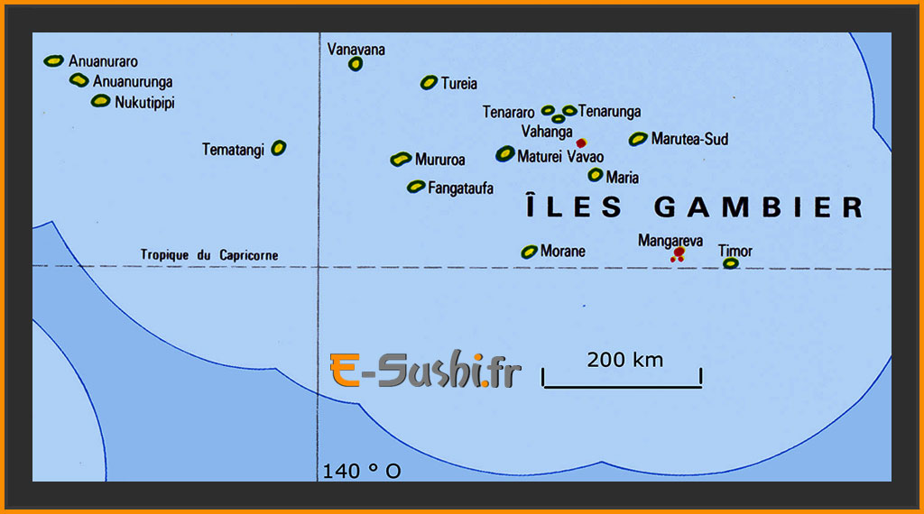 Carte des îles Gambier