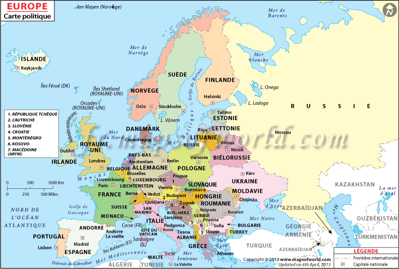 carte des capitales en europe de l'est