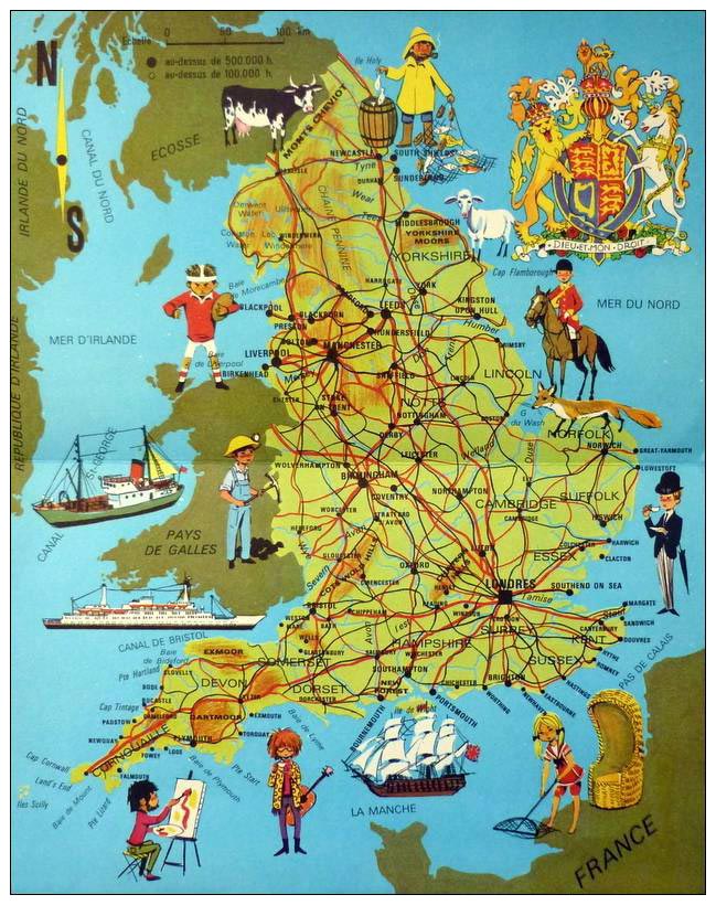 Carte des régions touristiques - Géographie de l'Angleterre