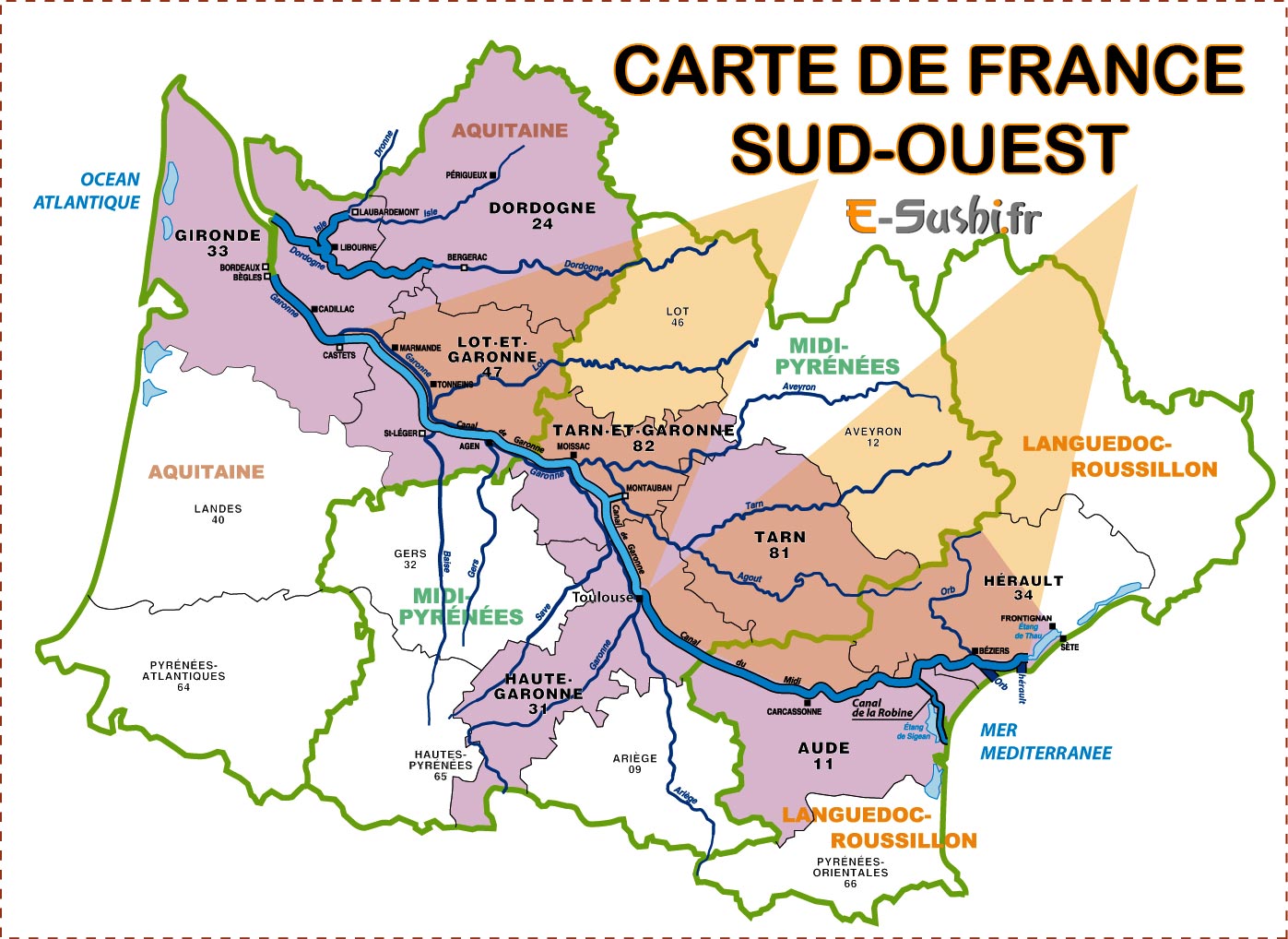 carte Sud-Ouest - France
