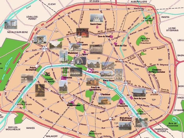 plan de paris avec arrondissements et monuments