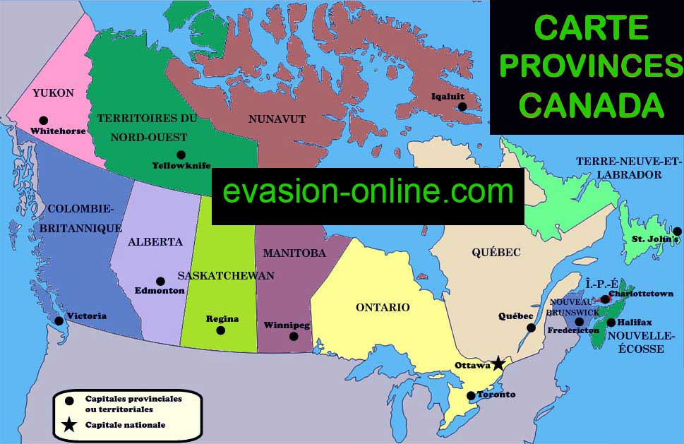 Provinces du Canada et Carte des territoires