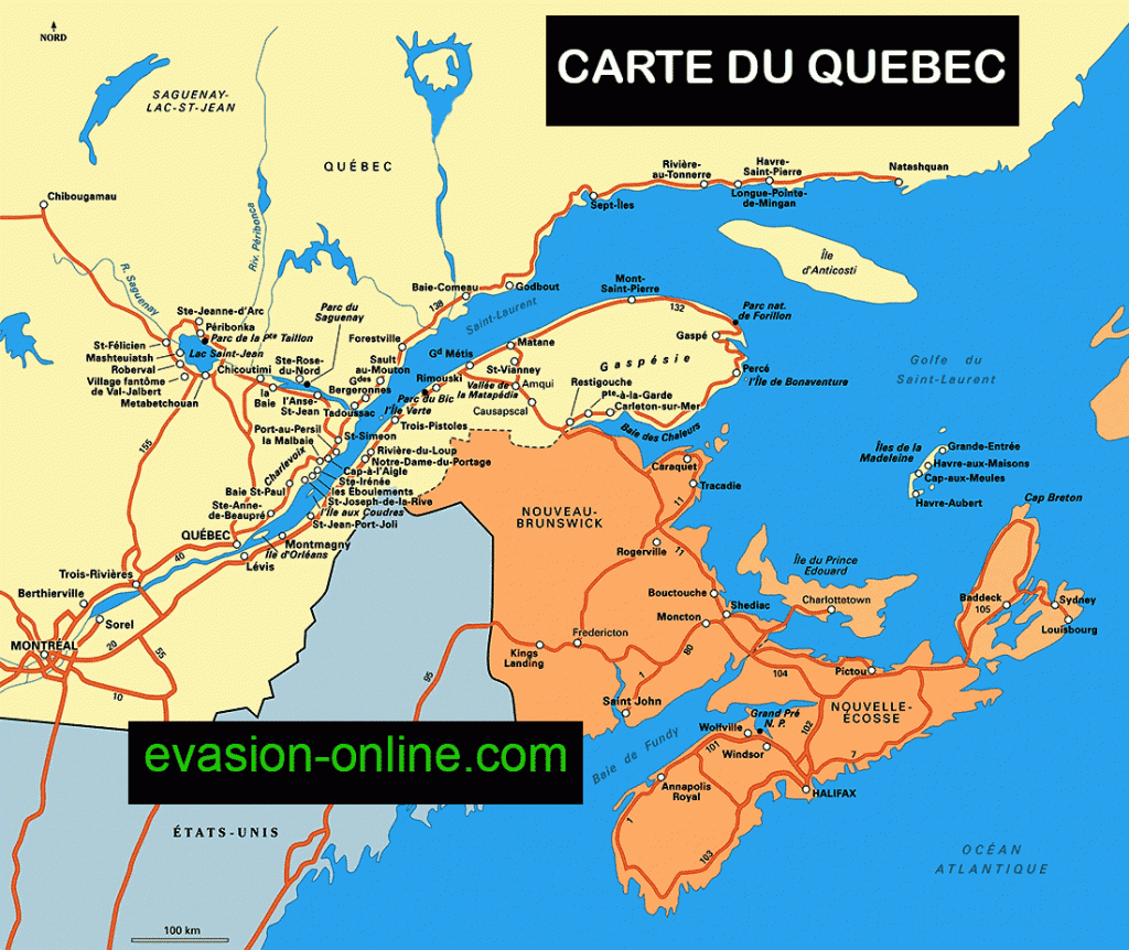 Québec - Carte Est du Canada