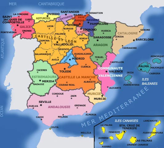 Carte Espagne - villes