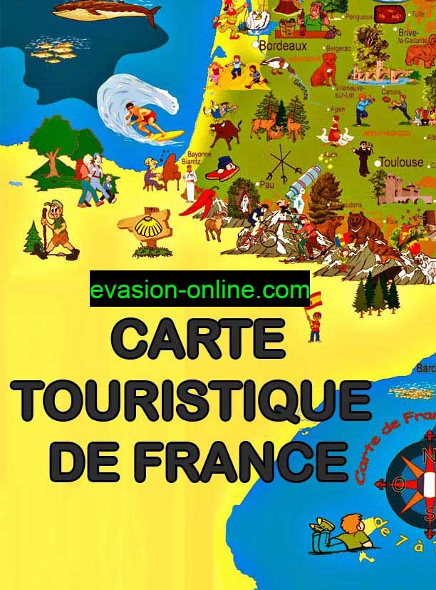 Carte de France touristique quart Sud-Ouest
