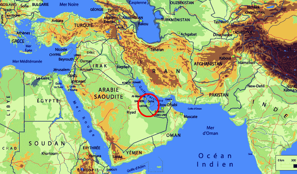 Carte du Qatar - situation géographique