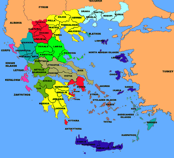 La Grèce - Carte continentale