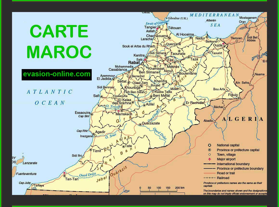 maroc carte détaillée