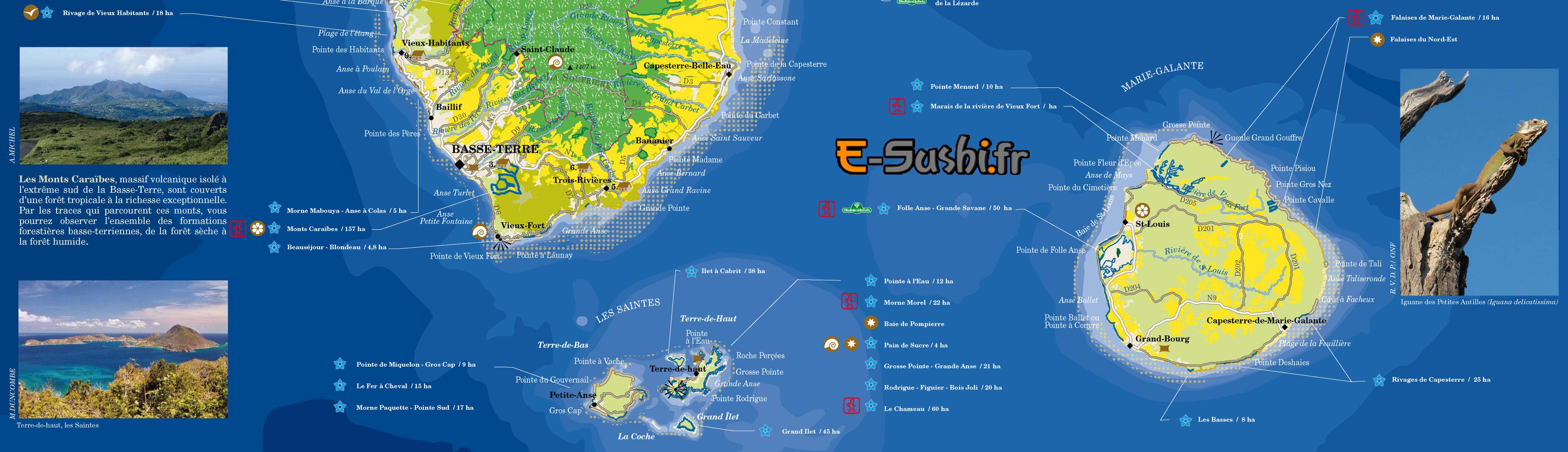 Carte touristique de Guadeloupe Centre