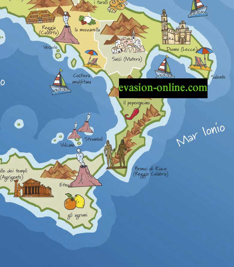 Carte Italie touristique S-E