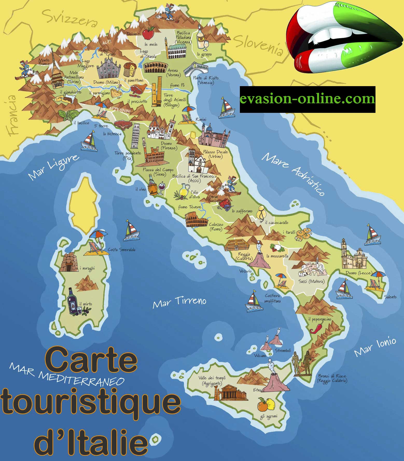 italie du nord carte touristique