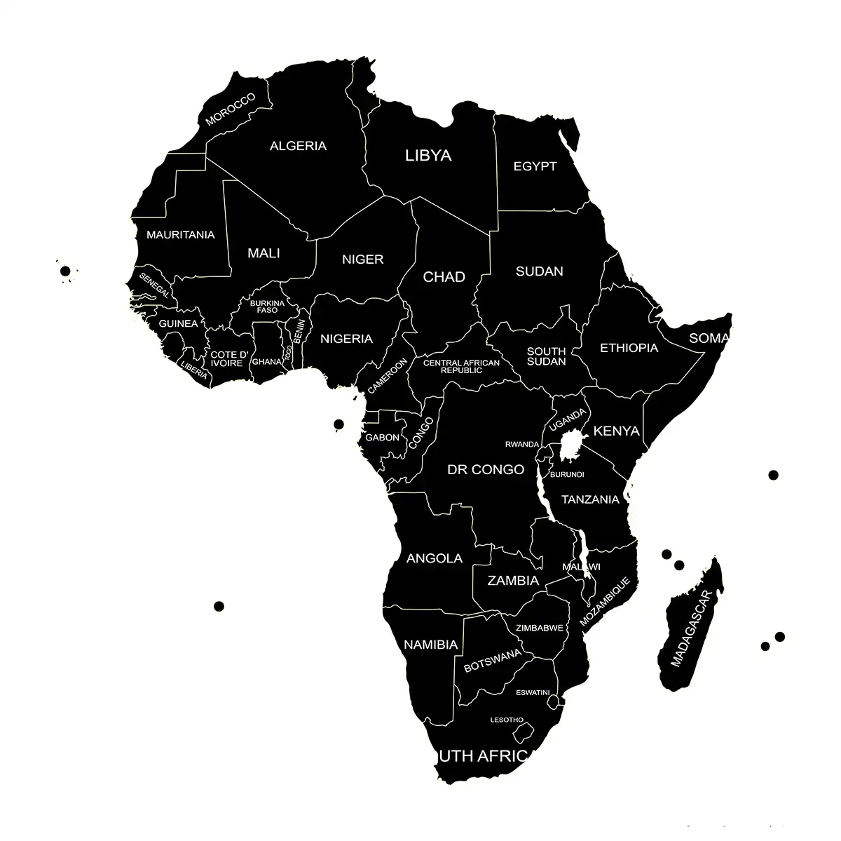 Carte des pays d'Afrique