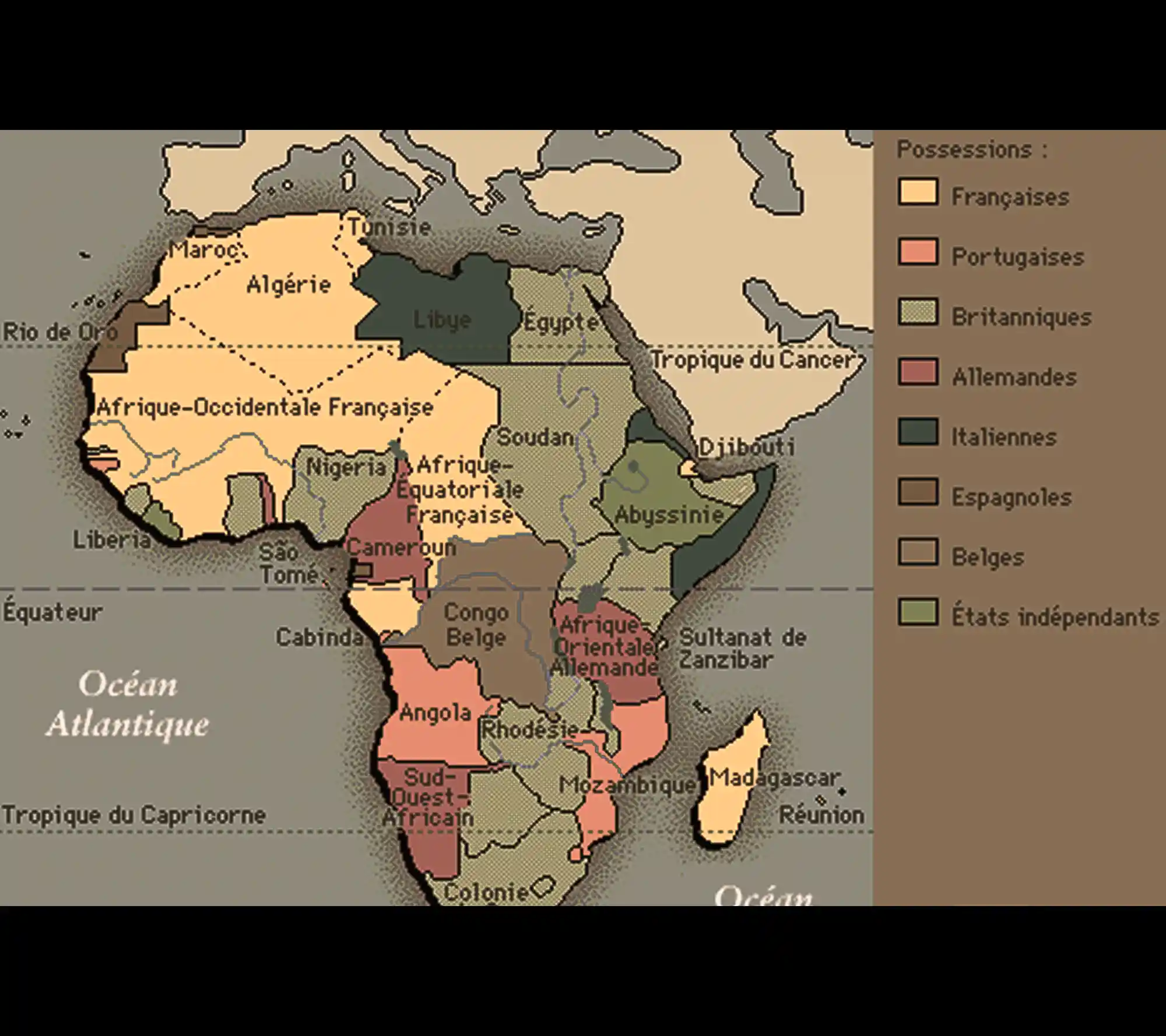 Carte des colonies en Afrique