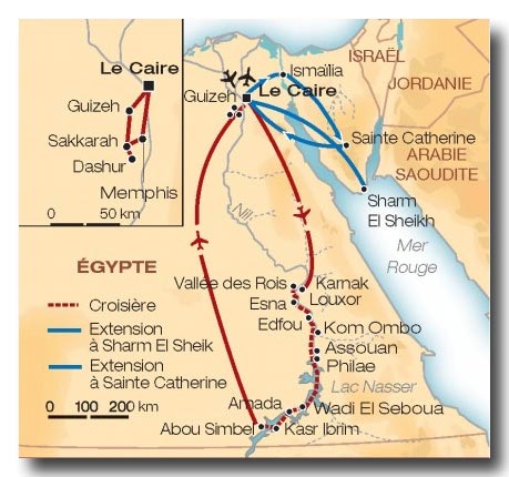 egypte croisiere sur le nil - carte