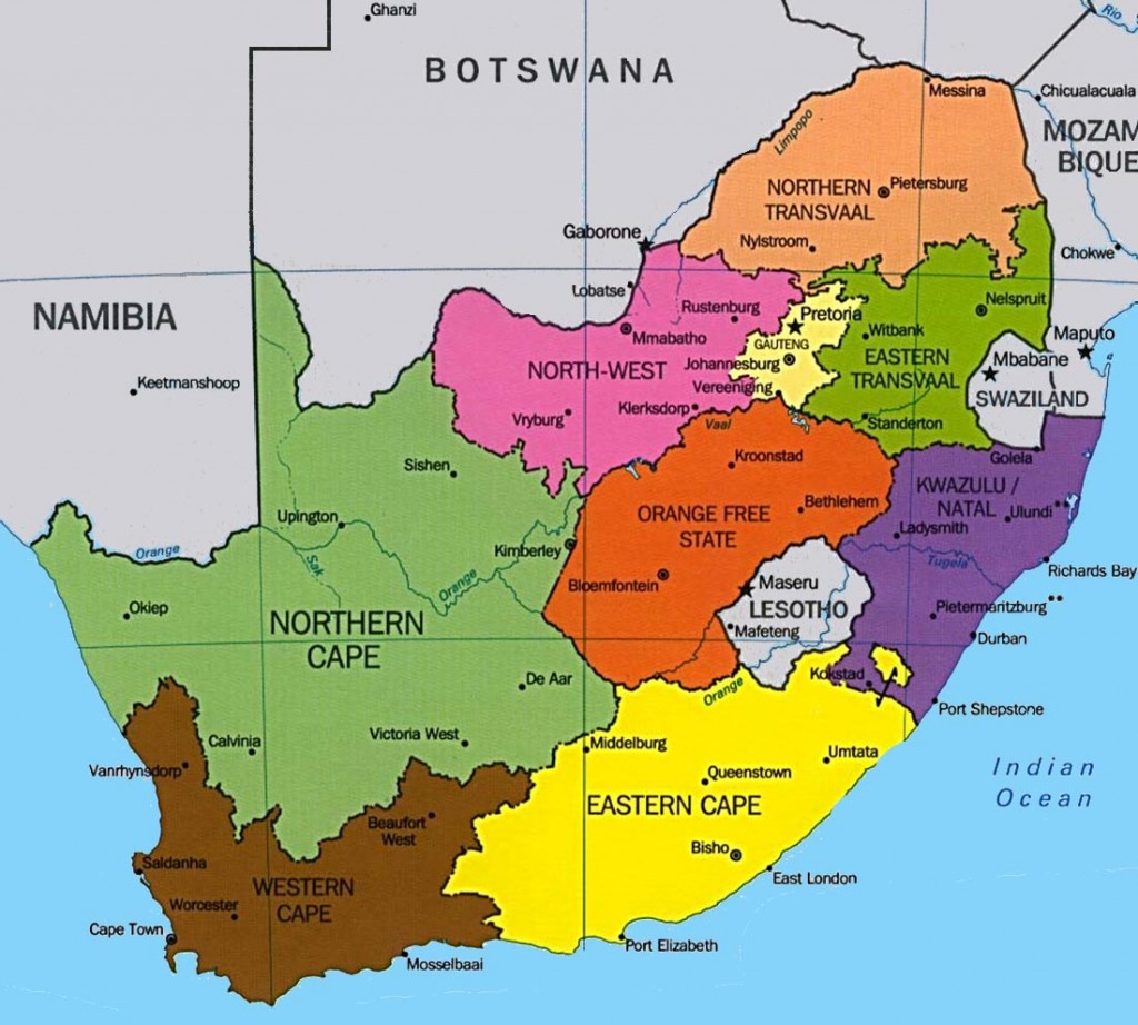 Carte géographique Afrique du Sud.