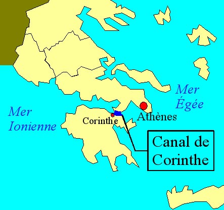 Carte du canal de Corinthe