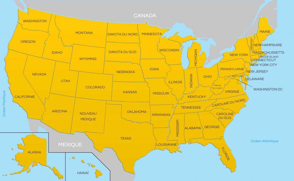 Carte des états unis - USA
