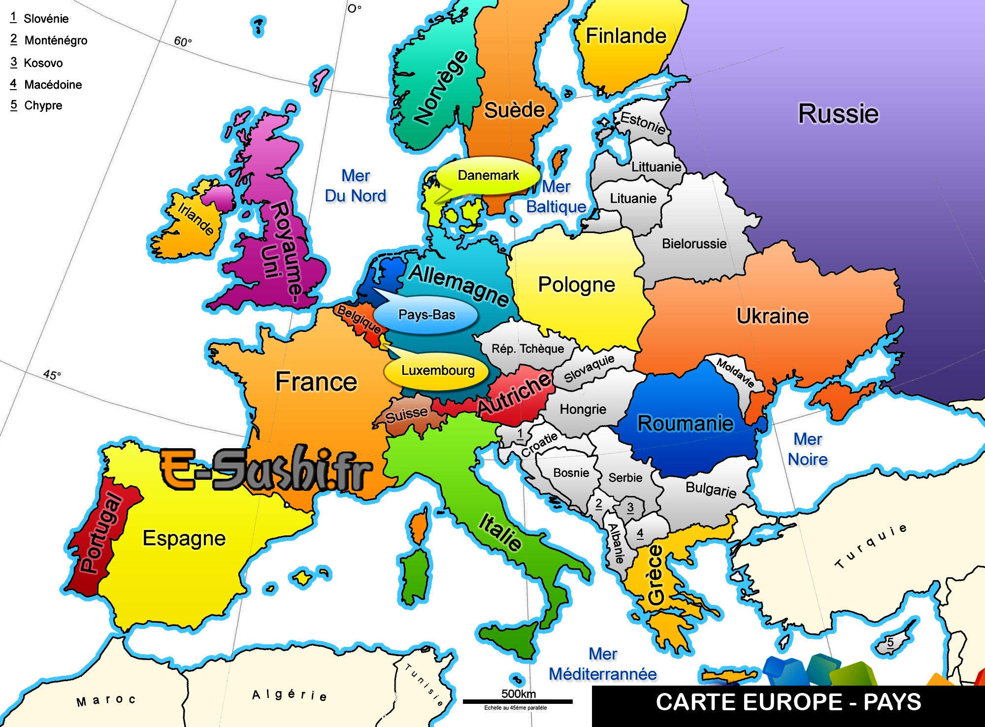 carte des pays d europe