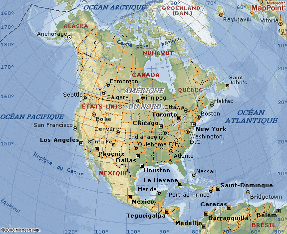 Carte Amérique Nord