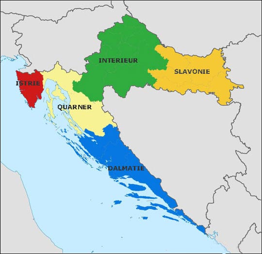 Croatie - Carte des régions