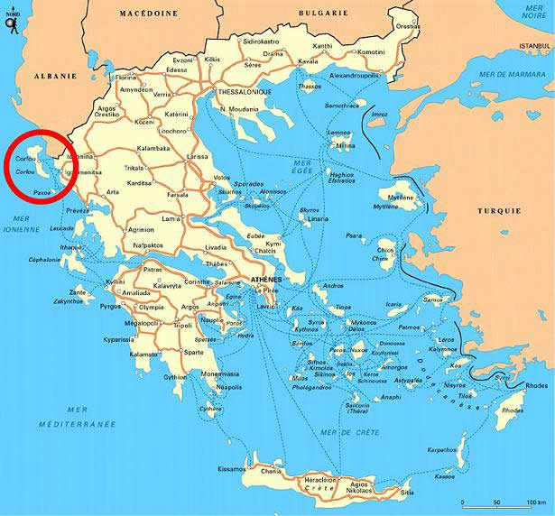 Carte de Corfou - Ile de Grèce