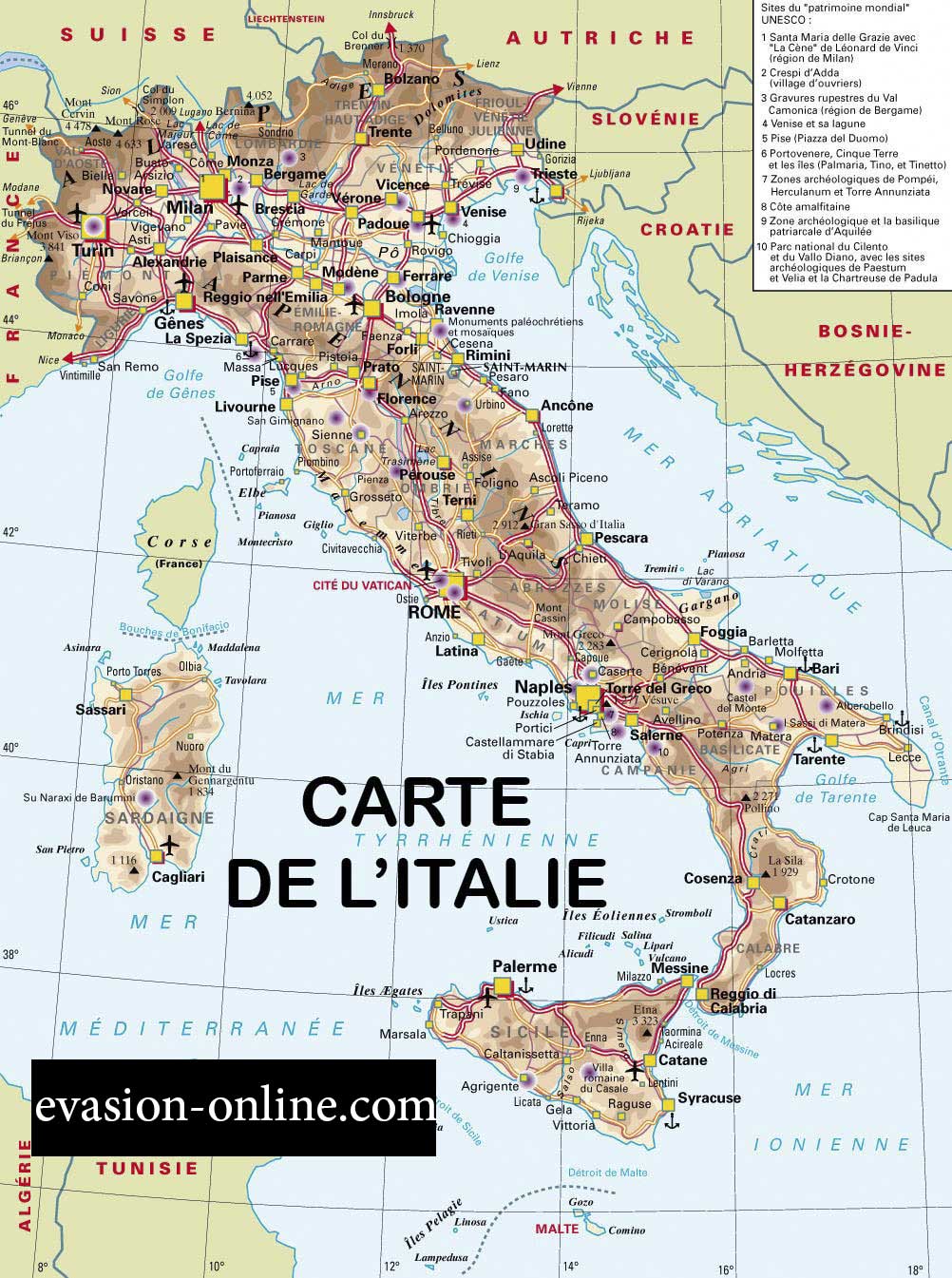 Italie - carte détaillée