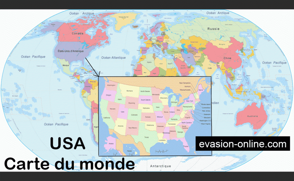 Carte des Usa dans le monde
