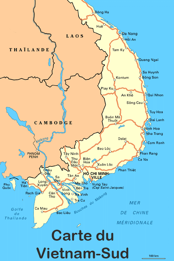 Carte du Sud du Vietnam