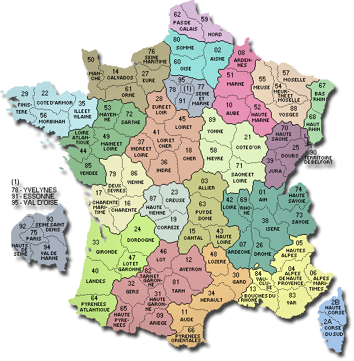 Carte - France départements
