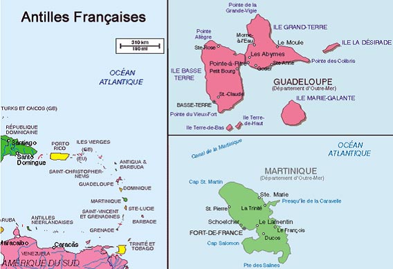 Carte Martinique-Guadeloupe