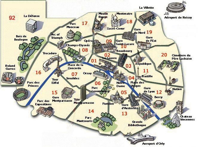 Carte des monuments de Paris