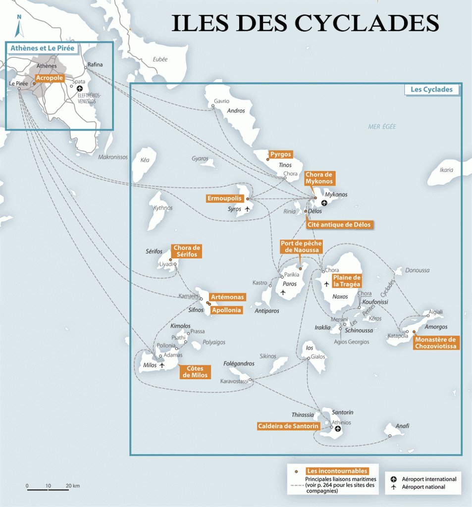 Carte des Cyclades - Iles grecques